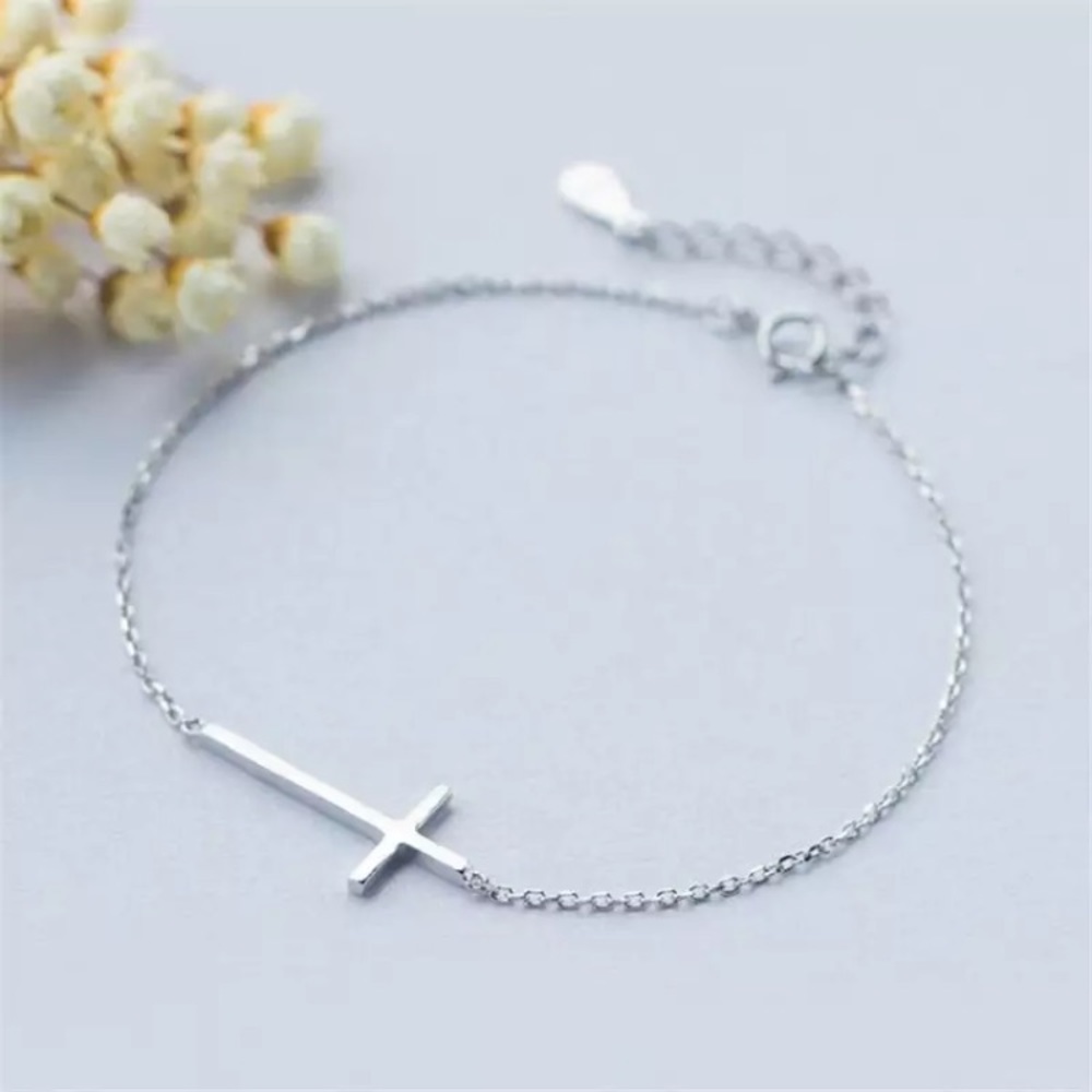 “Empowered” Minimalist Cross Faith Charm Bracelet - Picture 9 of 13